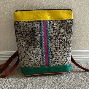 Never used backpack. Upcycled leather